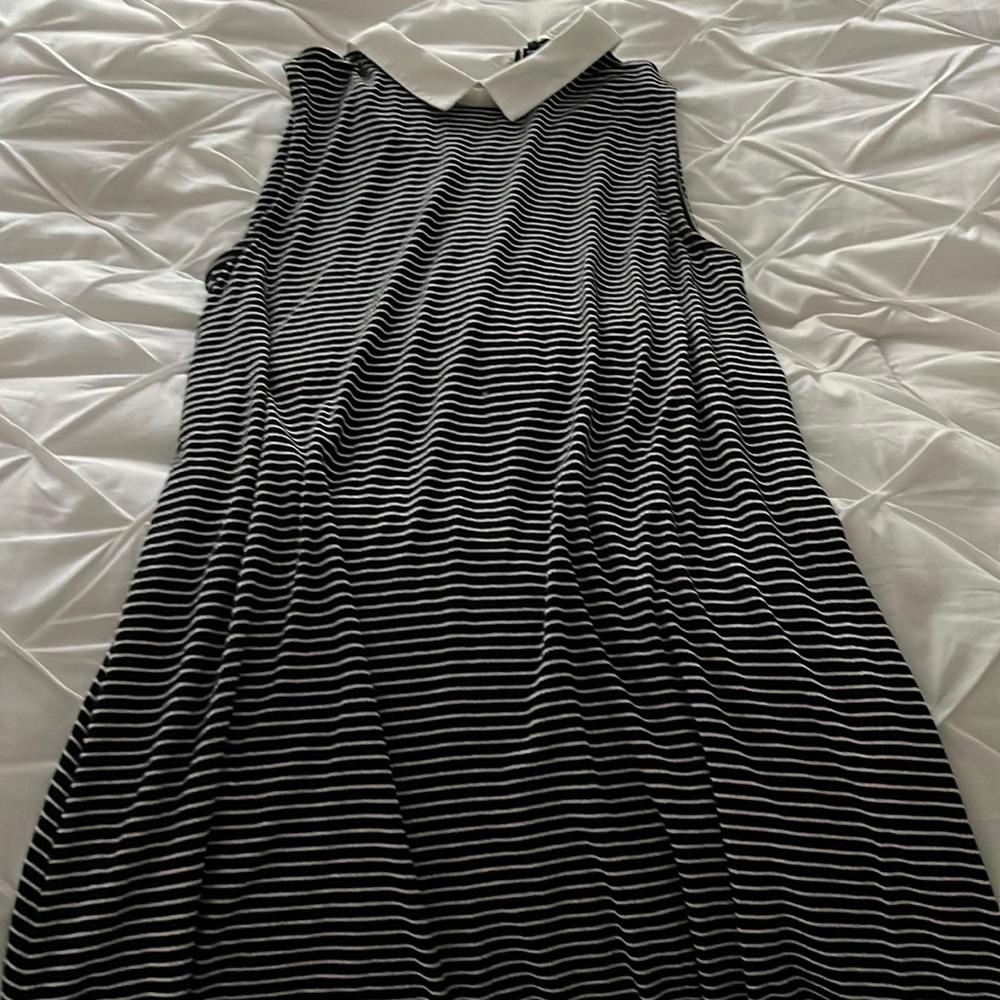 PULL & BEAR COLLAR STRIPE MINI DRESS (Small)